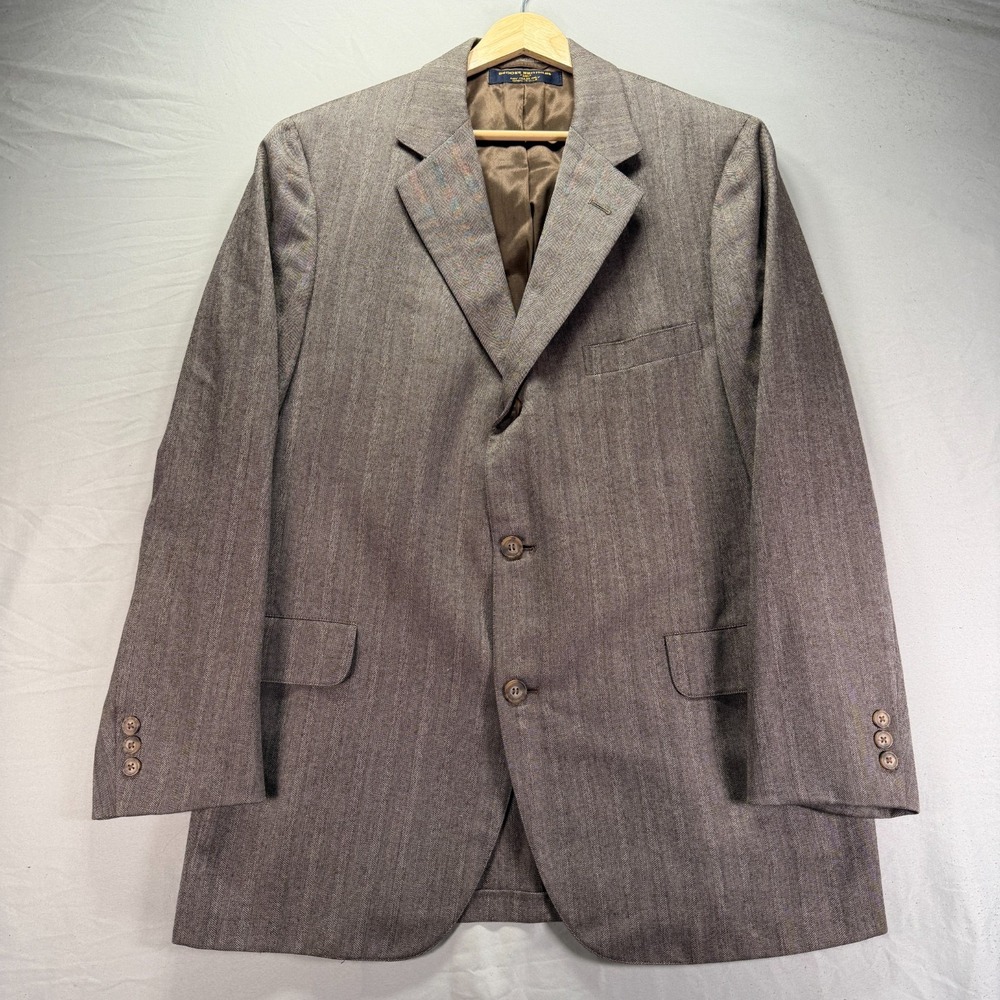 Vintage Brooks Brothers Blazer Mens 42R Gray Herringbone 3 Button Made in USA